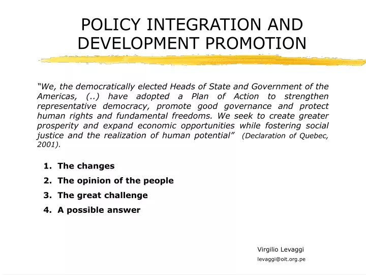 policy integration and development promotion