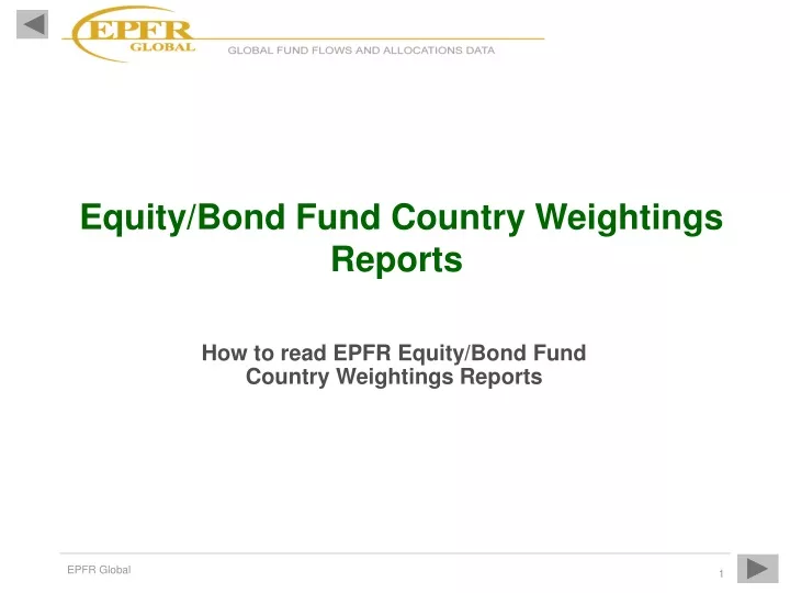 equity bond fund country weightings reports