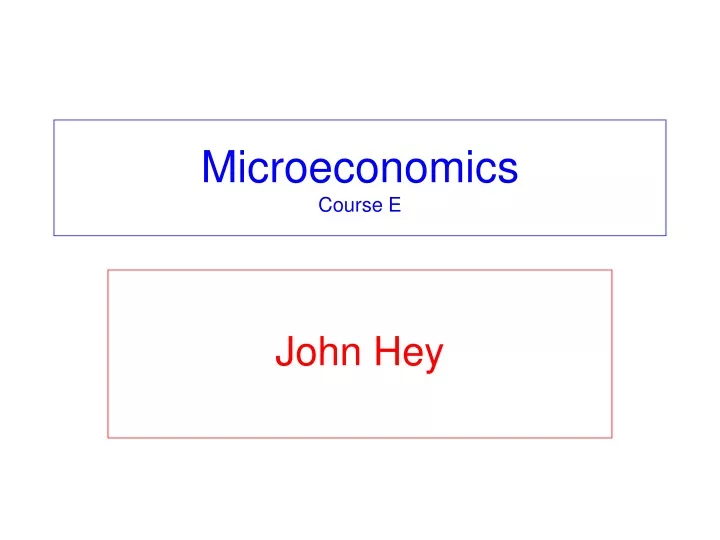 microeconomics course e