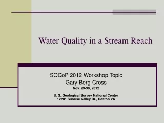 water quality in a stream reach