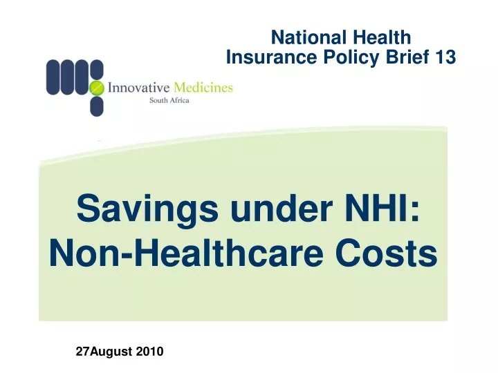 savings under nhi non healthcare costs