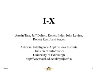 I-X Austin Tate, Jeff Dalton, Robert Inder, John Levine, Robert Rae, Jussi Stader