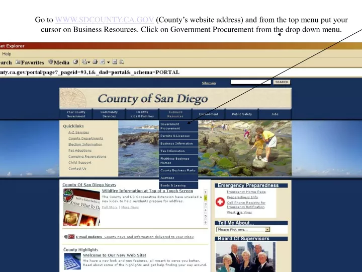 go to www sdcounty ca gov county s website