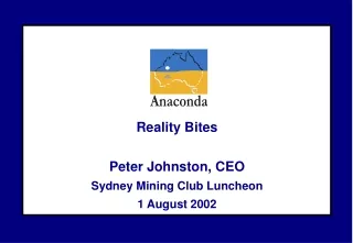 Reality Bites Peter Johnston, CEO Sydney Mining Club Luncheon 1 August 2002