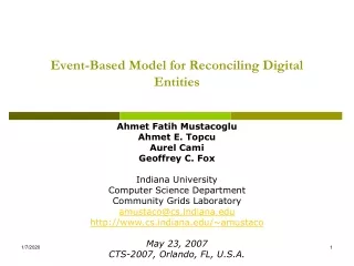 Event-Based Model for Reconciling Digital Entities