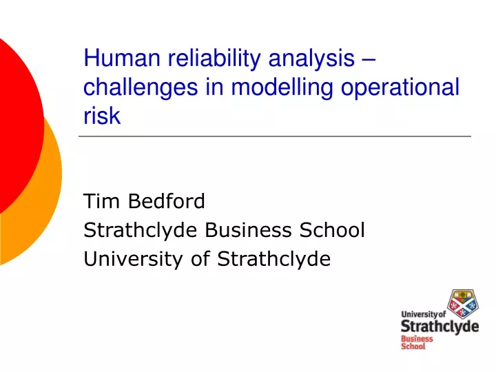 human reliability analysis challenges in modelling operational risk