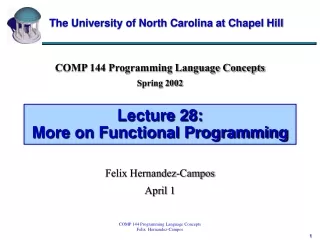 Lecture 28:  More on Functional Programming