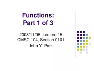 Functions: Part 1 of 3