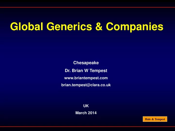 global generics companies