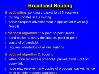 Broadcast Routing