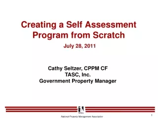 Creating a Self Assessment Program from Scratch July 28, 2011