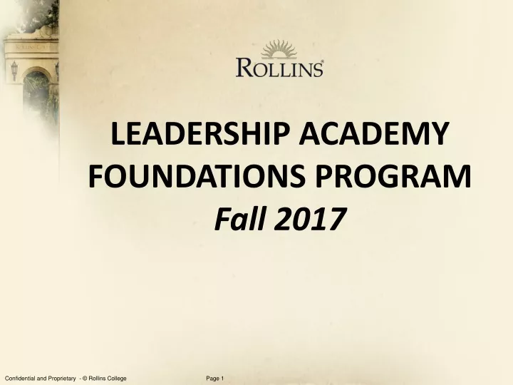 leadership academy foundations program fall 2017
