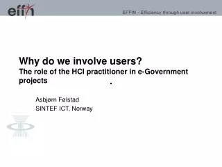 Why do we involve users? The role of the HCI practitioner in e-Government projects