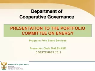 PRESENTATION TO THE PORTFOLIO COMMITTEE ON ENERGY