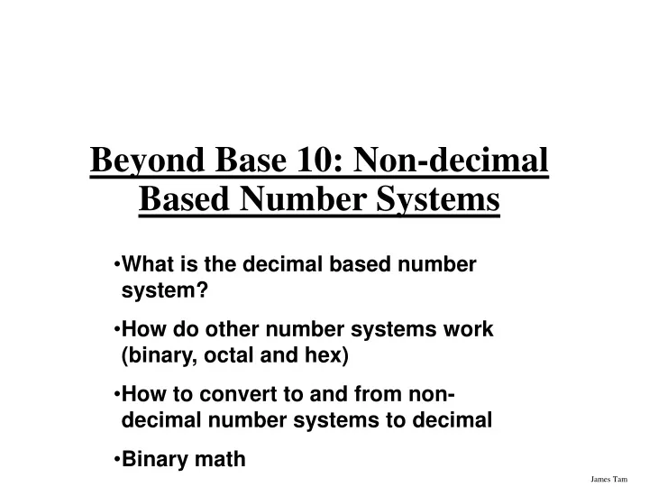 beyond base 10 non decimal based number systems