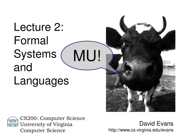 david evans http www cs virginia edu evans