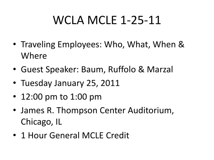 wcla mcle 1 25 11