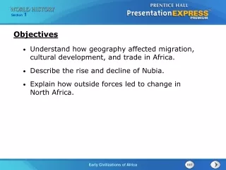 Understand how geography affected migration, cultural development, and trade in Africa.