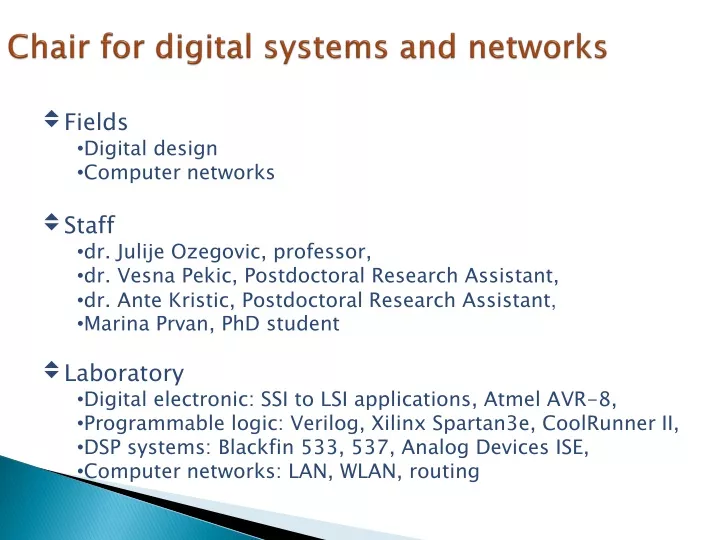 chair for digital systems and networks