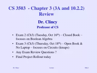 CS 3503  - Chapter 3 (3A and 10.2.2) Review