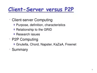 Client-Server versus P2P