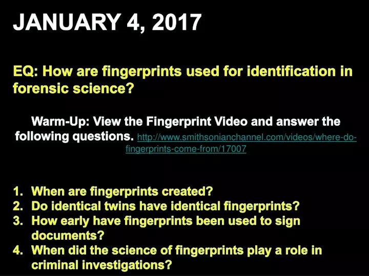 january 4 2017 eq how are fingerprints used