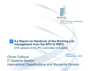 9.a Report on Handover of the Working List management from the EPO to WIPO