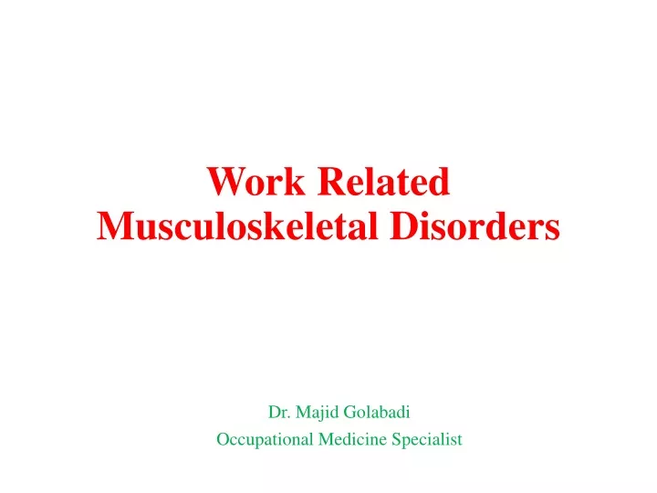work related musculoskeletal disorders