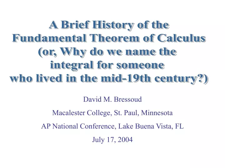 a brief history of the fundamental theorem