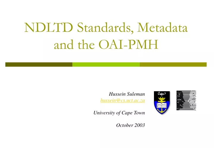 ndltd standards metadata and the oai pmh