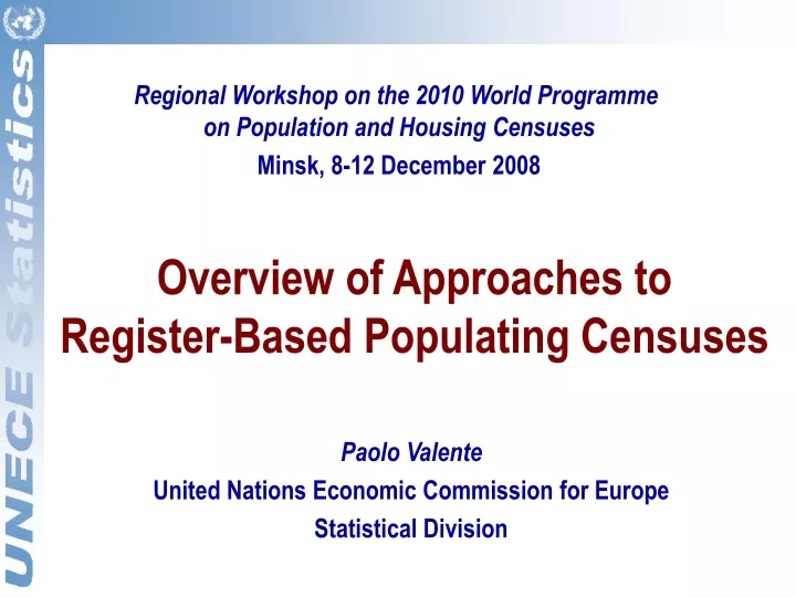 overview of approaches to register based populating censuses