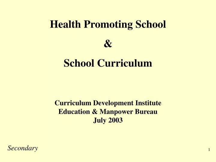 health promoting school school curriculum