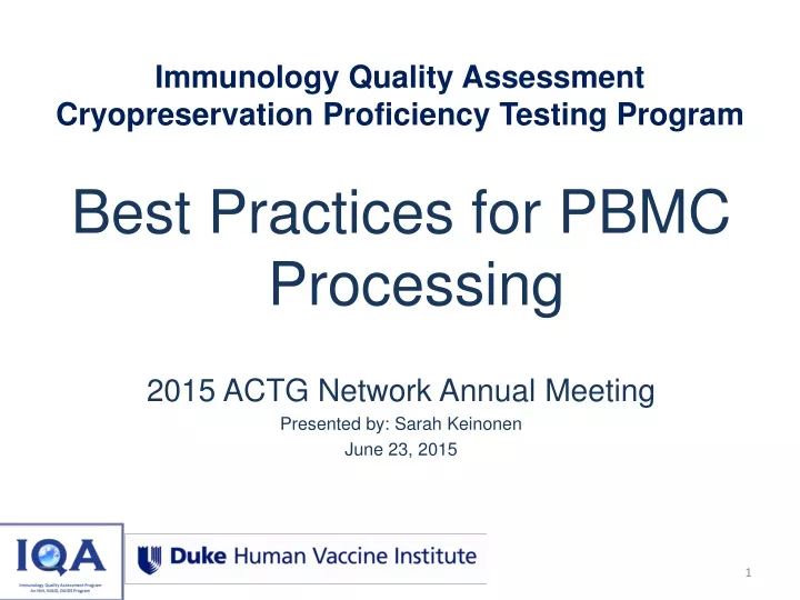 immunology quality assessment cryopreservation proficiency testing program
