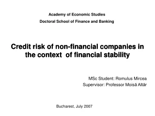 Credit risk of non -financial companies in the context  of financial stability