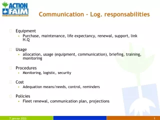 Communication – Log. responsabilities