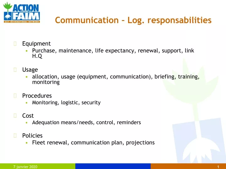 communication log responsabilities