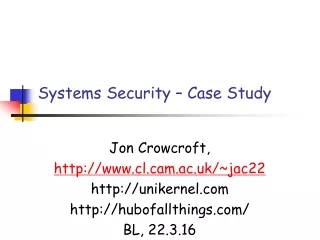 Systems Security – Case Study