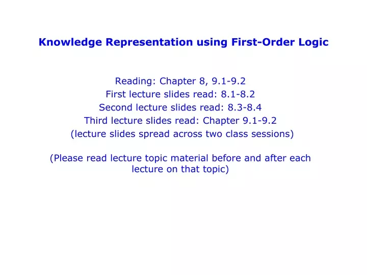 knowledge representation using first order logic