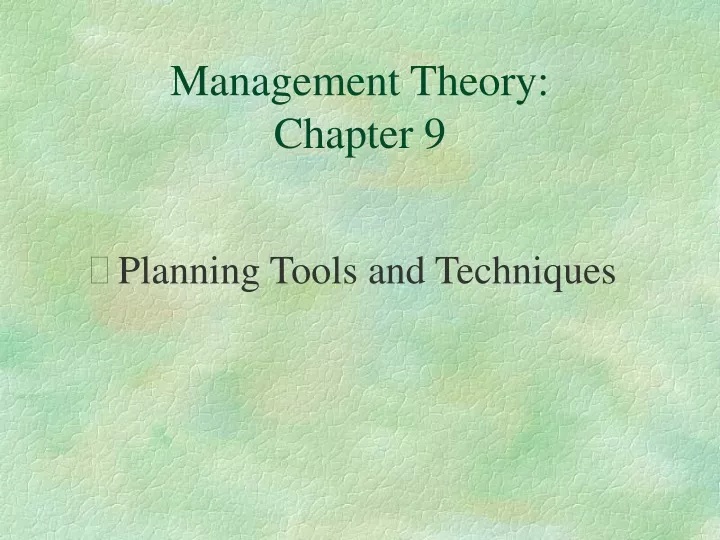 management theory chapter 9