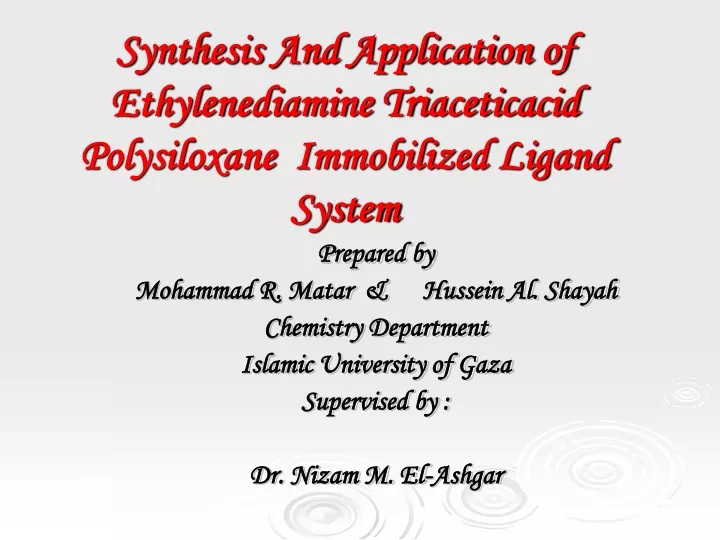 synthesis and application of ethylenediamine triaceticacid polysiloxane immobilized ligand system