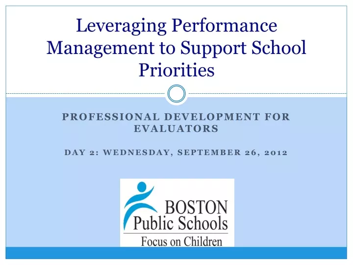 leveraging performance management to support school priorities