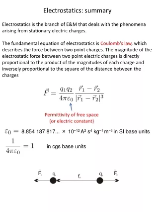 Electrostatics: summary