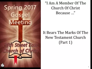 “I Am A Member Of The Church Of Christ Because …”