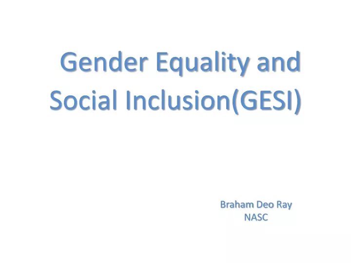gender equality and social inclusion gesi