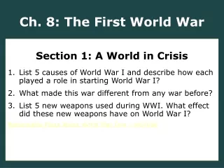 Ch. 8: The First World War