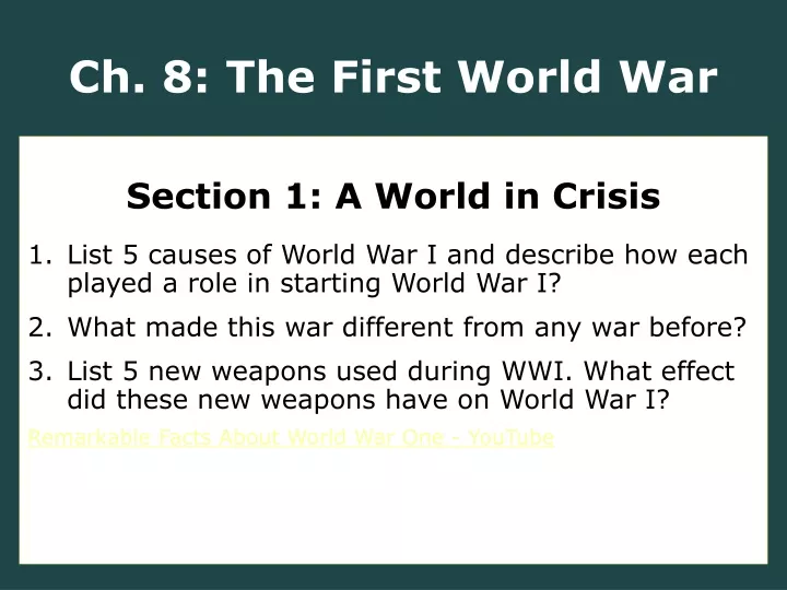 ch 8 the first world war