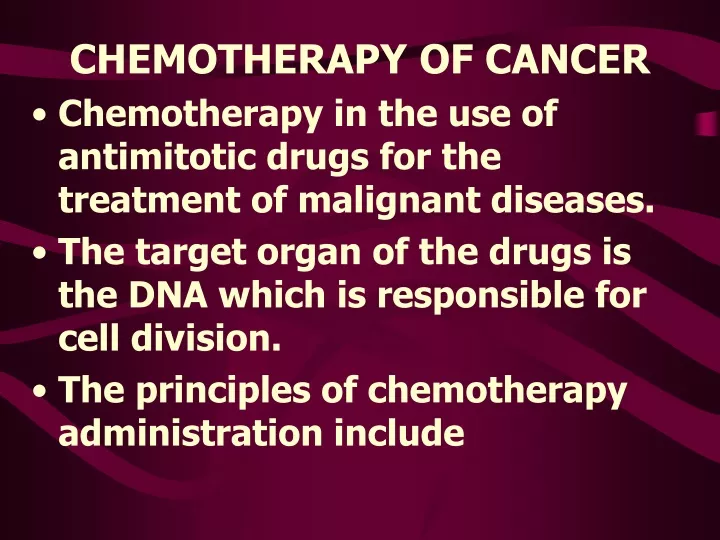 chemotherapy of cancer chemotherapy