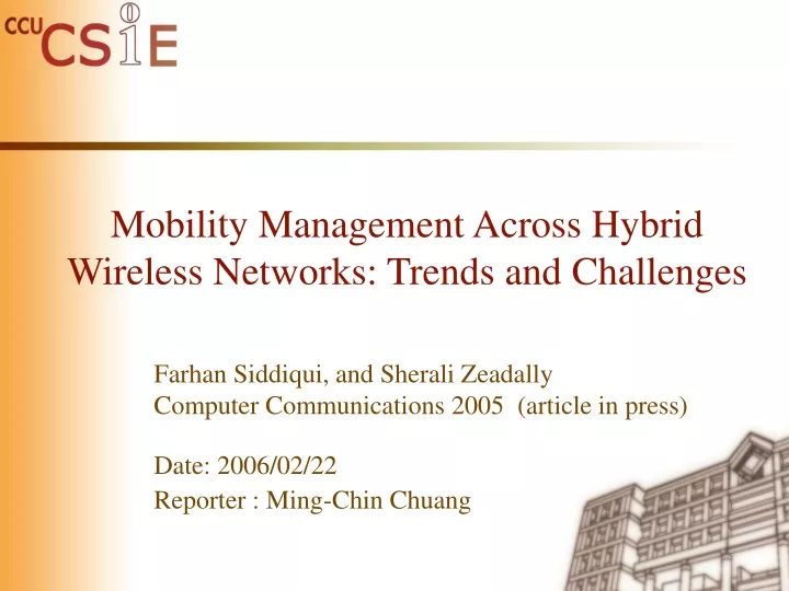 mobility management across hybrid wireless networks trends and challenges
