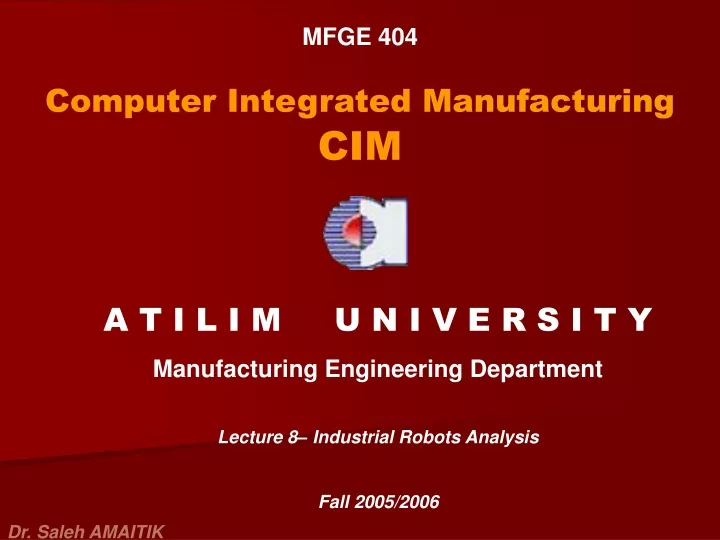 mfge 404 computer integrated manufacturing cim