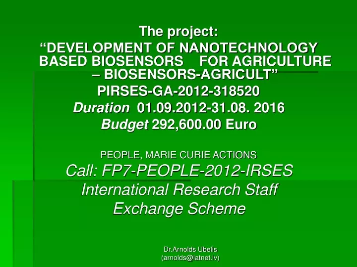 the project development of nanotechnology based